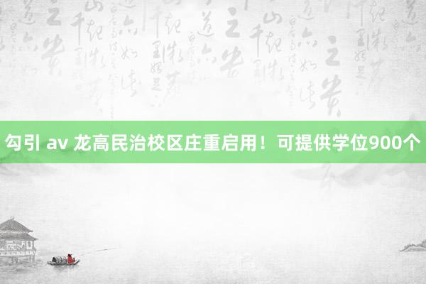 勾引 av 龙高民治校区庄重启用！可提供学位900个