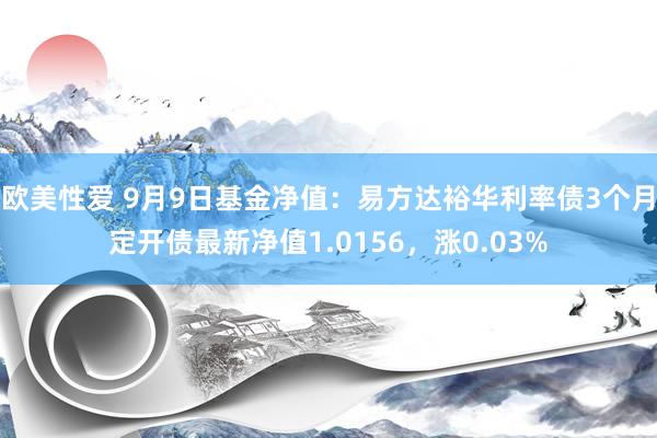 欧美性爱 9月9日基金净值：易方达裕华利率债3个月定开债最新净值1.0156，涨0.03%