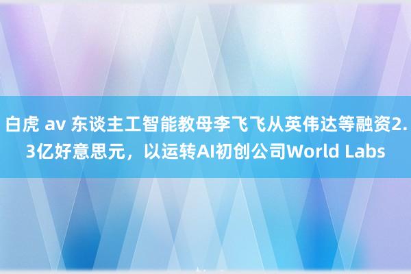 白虎 av 东谈主工智能教母李飞飞从英伟达等融资2.3亿好意思元，以运转AI初创公司World Labs