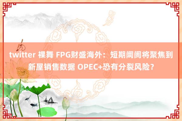 twitter 裸舞 FPG财盛海外：短期阛阓将聚焦到新屋销售数据 OPEC+恐有分裂风险？