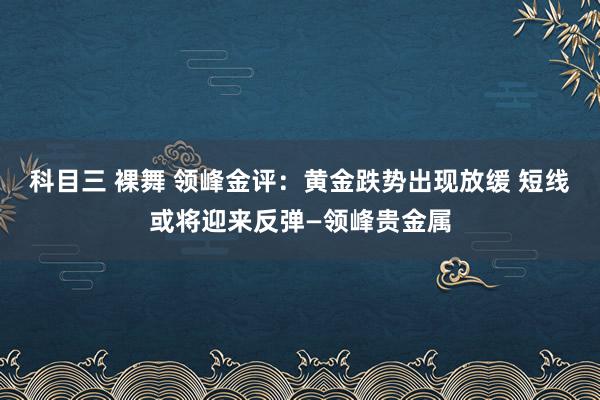 科目三 裸舞 领峰金评：黄金跌势出现放缓 短线或将迎来反弹—领峰贵金属