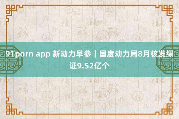 91porn app 新动力早参｜国度动力局8月核发绿证9.52亿个