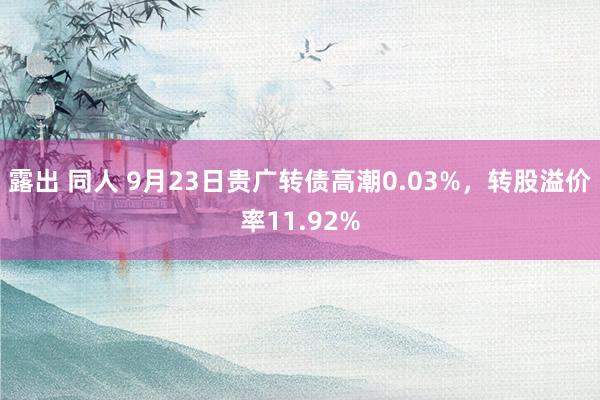 露出 同人 9月23日贵广转债高潮0.03%，转股溢价率11.92%