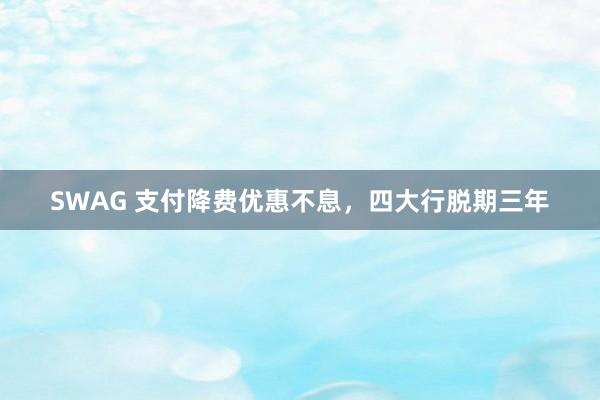 SWAG 支付降费优惠不息，四大行脱期三年