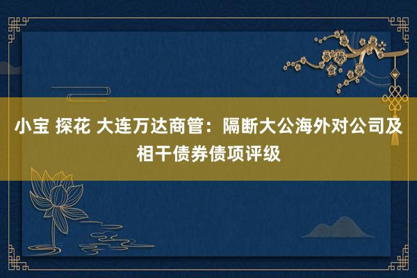 小宝 探花 大连万达商管：隔断大公海外对公司及相干债券债项评级