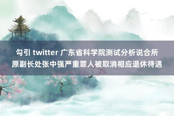 勾引 twitter 广东省科学院测试分析说合所原副长处张中强严重罪人被取消相应退休待遇