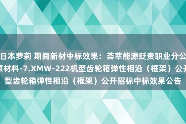 日本萝莉 期间新材中标效果：荟萃能源贬责职业分公司-2024年度风机原材料-7.XMW-222机型齿轮箱弹性相沿（框架）公开招标中标效果公告