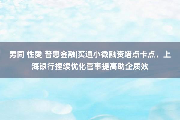 男同 性愛 普惠金融|买通小微融资堵点卡点，上海银行捏续优化管事提高助企质效