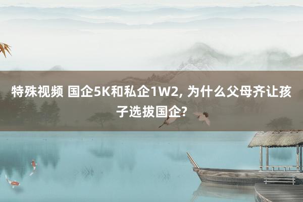 特殊视频 国企5K和私企1W2， 为什么父母齐让孩子选拔国企?