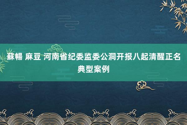 蘇暢 麻豆 河南省纪委监委公洞开报八起清醒正名典型案例