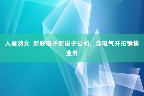 人妻熟女  新联电子新设子公司，含电气开拓销售业务