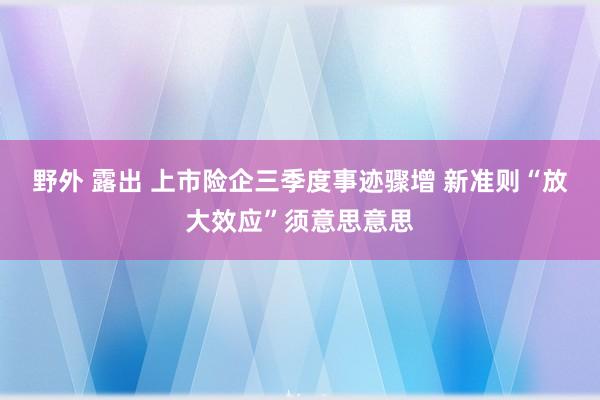 野外 露出 上市险企三季度事迹骤增 新准则“放大效应”须意思意思