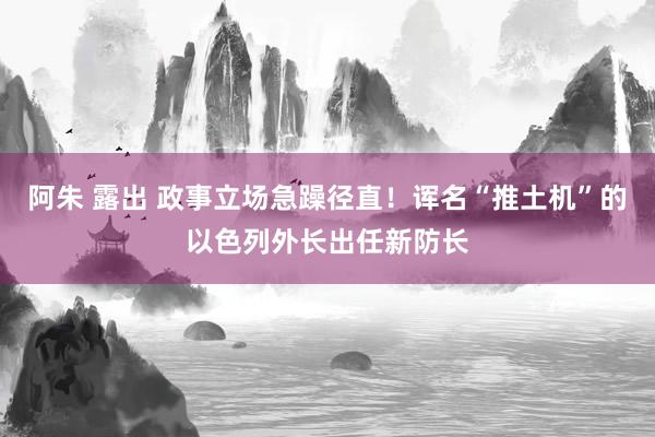 阿朱 露出 政事立场急躁径直！诨名“推土机”的以色列外长出任新防长