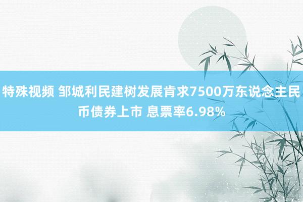 特殊视频 邹城利民建树发展肯求7500万东说念主民币债券上市 息票率6.98%