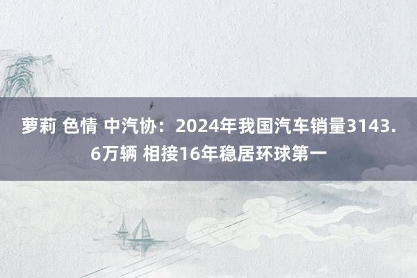 萝莉 色情 中汽协：2024年我国汽车销量3143.6万辆 相接16年稳居环球第一